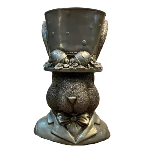 Conejo Maceta con Sombrero Plata
