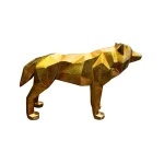 Figura de Lobo Geométrico en Dorado