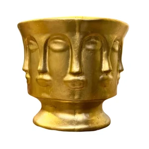 Maceta Rostro Hoja Oro