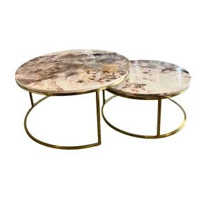 Mesa de Centro Doble Tipo Mármol